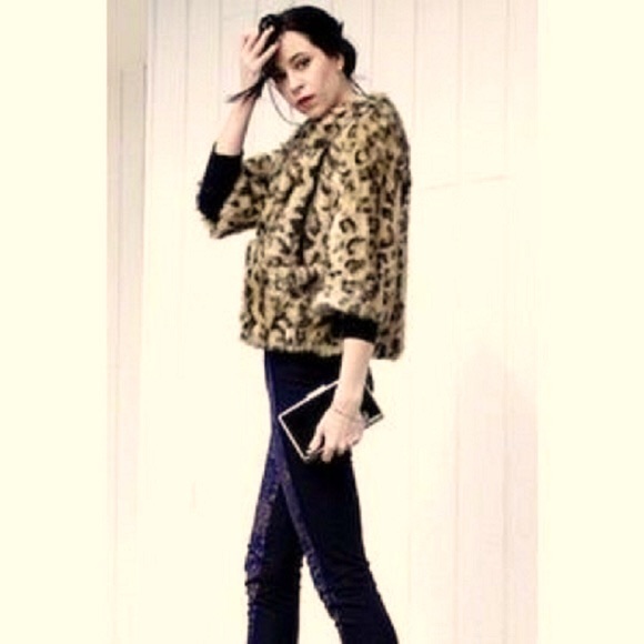 Anthropologie Jackets & Blazers - Elevenses Out Of The Jungle Faux Fur Leopard Jacket Size 2